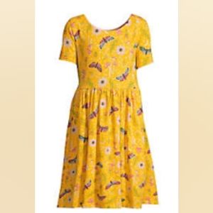 Girls Plus Short Sleeve Gathered Waist Jersey Dress Sunburst Garden Floral